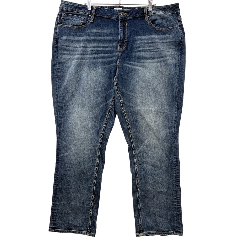 Vigoss Plus Size 24 Marley Straight Leg Jeans High Rise Stretch Medium Wash Fade